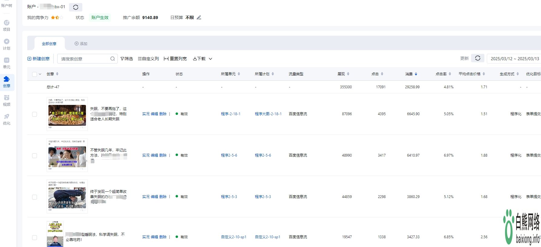 百度广告跑失眠效果怎么样？